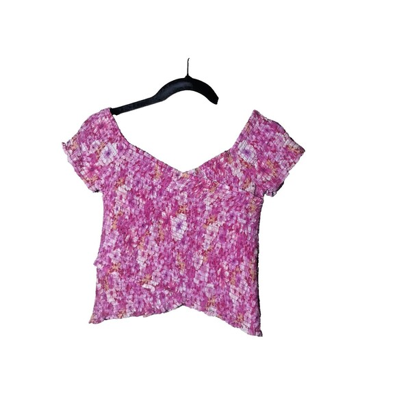 NWT BB Dakota Steve Madden Woman's Bright Rose Floral Compass Smocked Top Size M - Picture 4 of 12